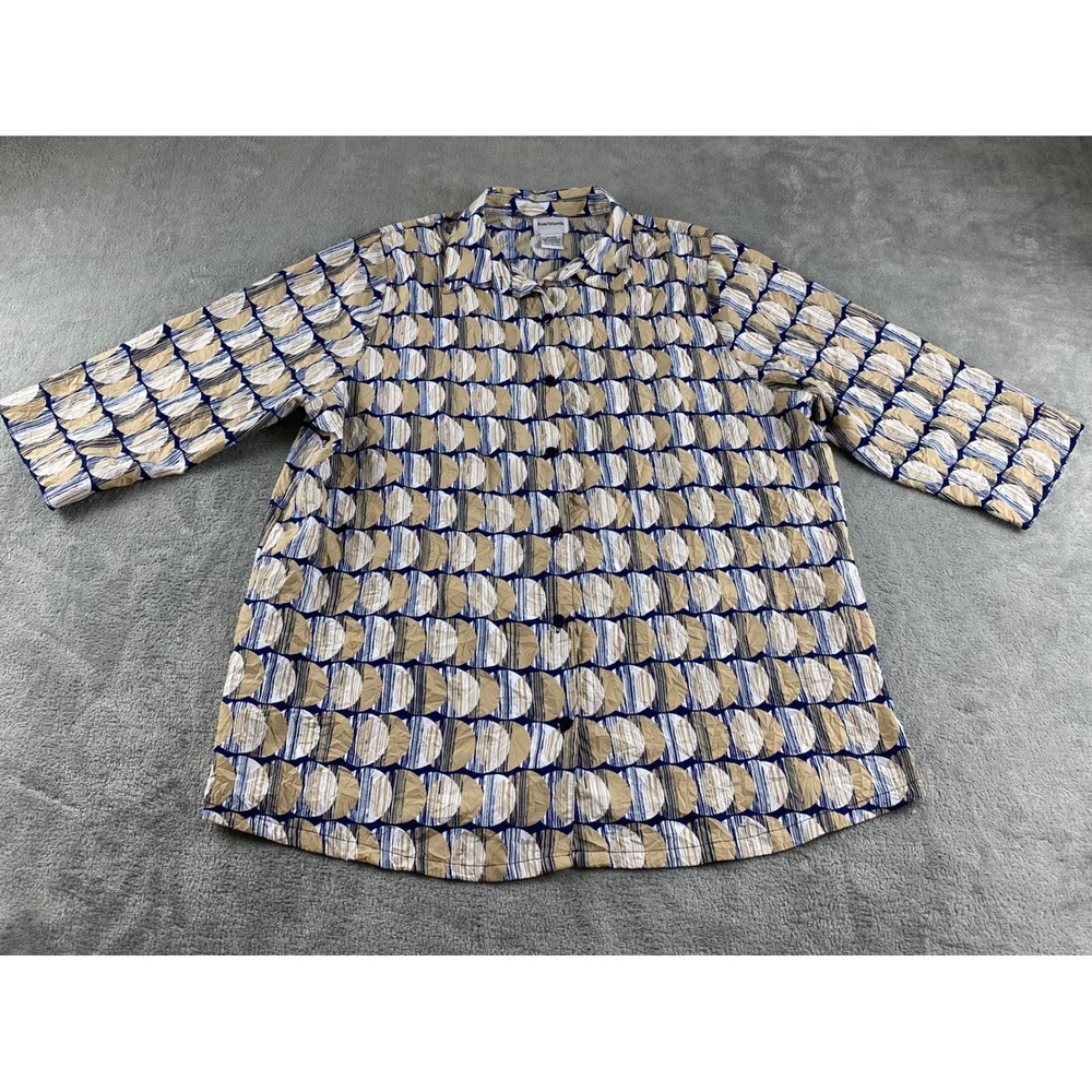 Bon Worth Women's Geometric Print Button Up Shirt Top Size L 37658